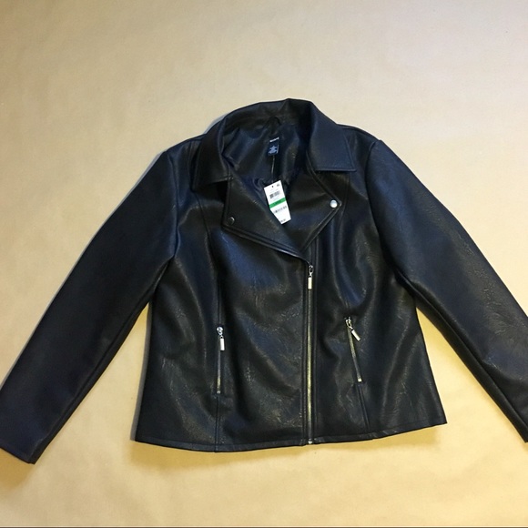 Alfani Jackets & Blazers - Alfani Moto Jacket Black Faux Leather Large NWT